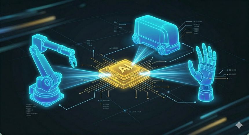 L'IA dans les systèmes physiques — véhicules autonomes, robots industriels et logistique