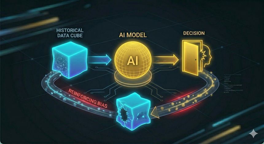 Le biais de renforcement dans les modèles IA — données historiques vers décision