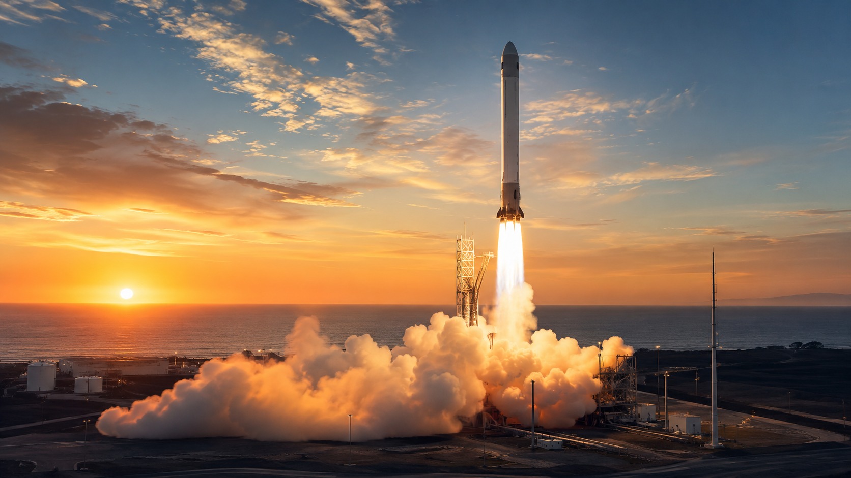Une fusée réutilisable au décollage, symbole de la rupture industrielle portée par SpaceX